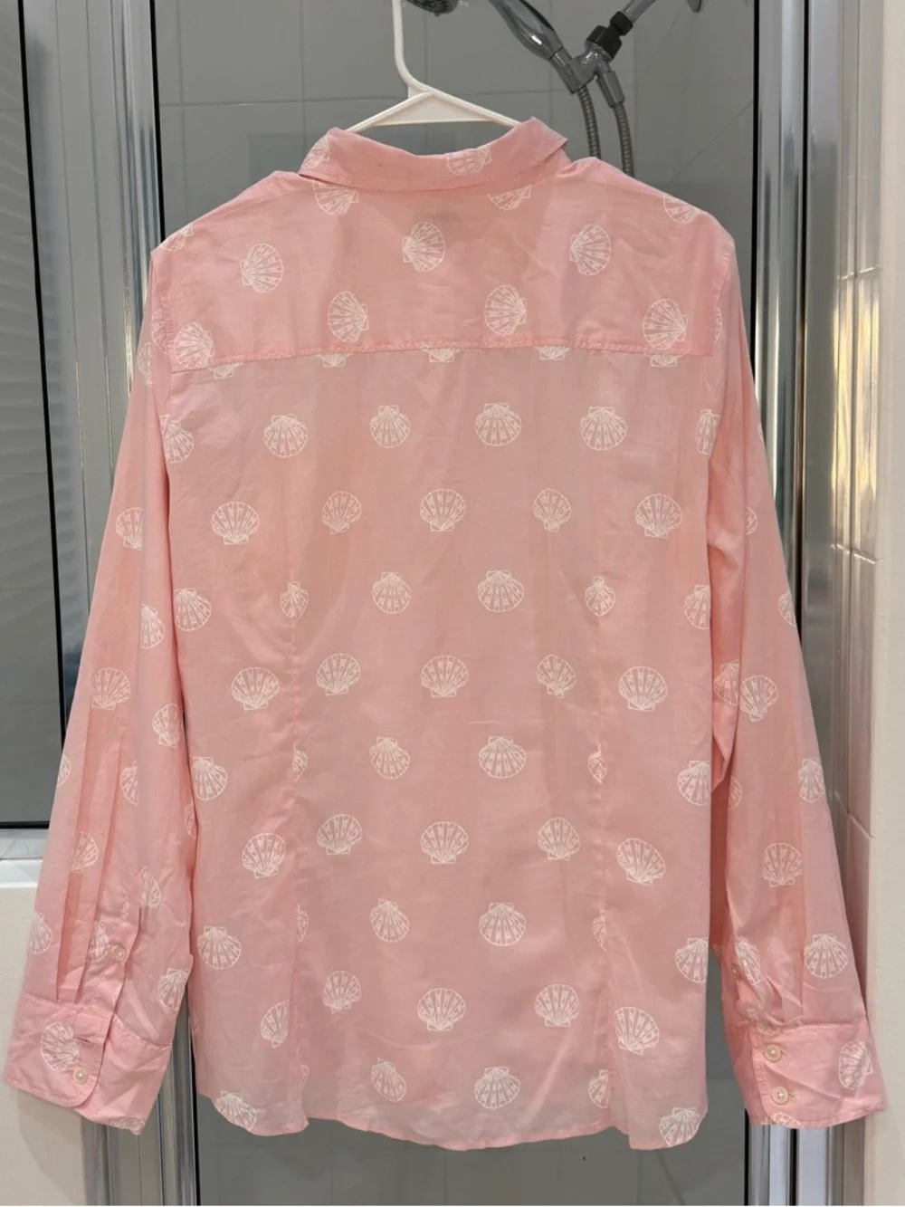 J. Crew Sea Shell Print 100% cotton button down shirt coastal Beach Extra Large - Picture 4 of 10